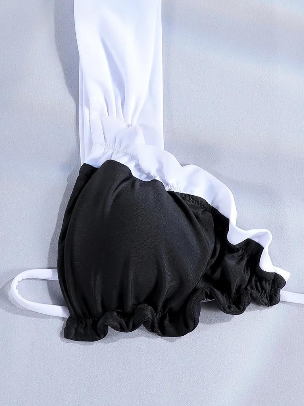 Contrast Tie-Front Triangle Bikini Set