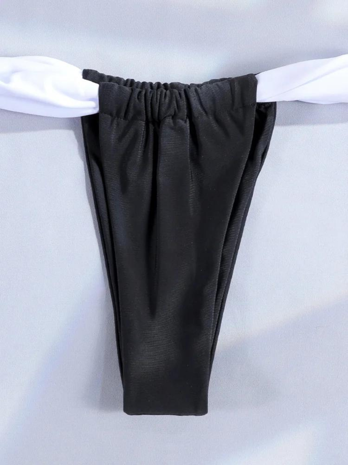 Contrast Tie-Front Triangle Bikini Set