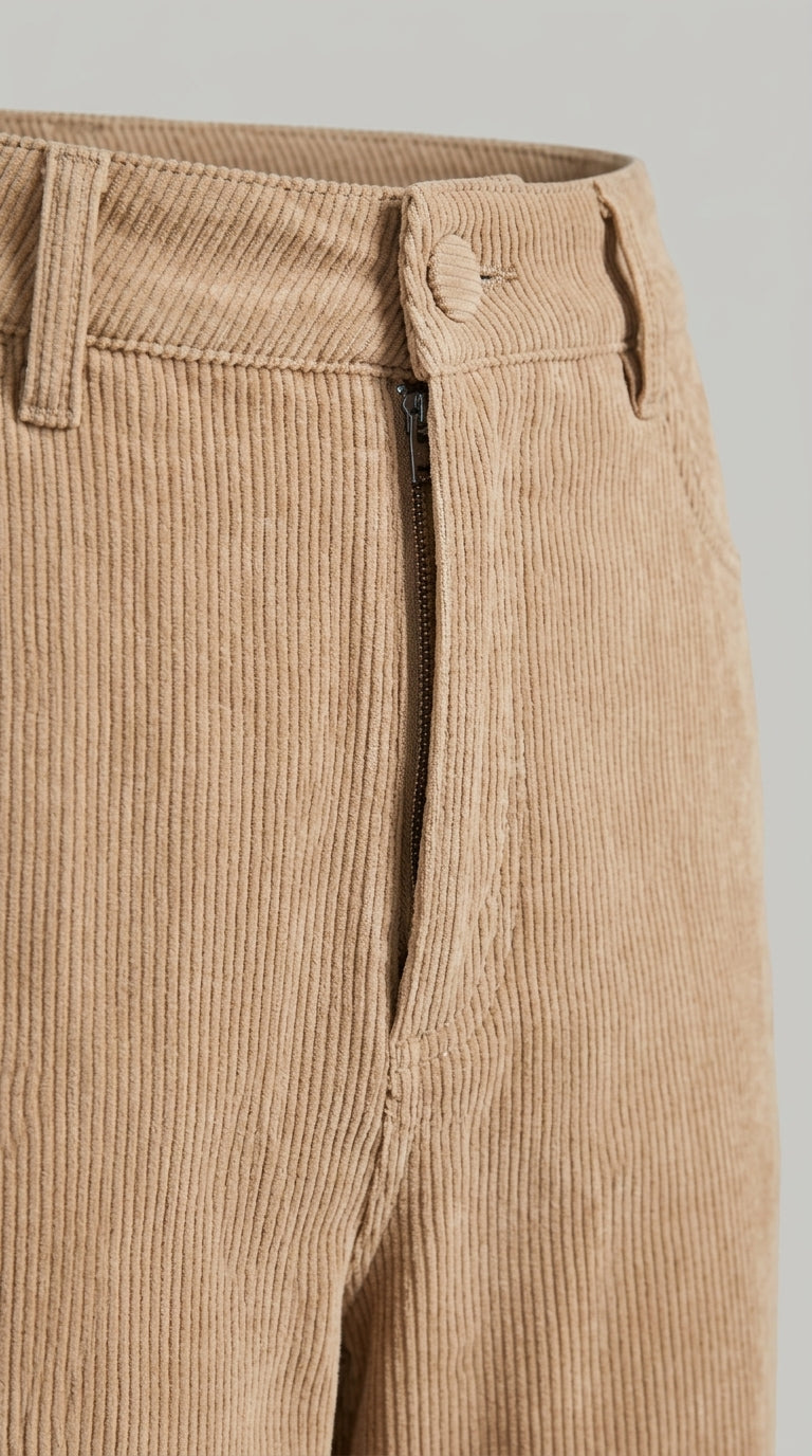 Corduroy Pants in Beige - Wide Leg High-Waisted Corduroy Trousers