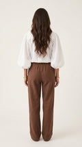 Linen Puff Sleeve Blouse in White - Button-Up Balloon Sleeve Shirt
