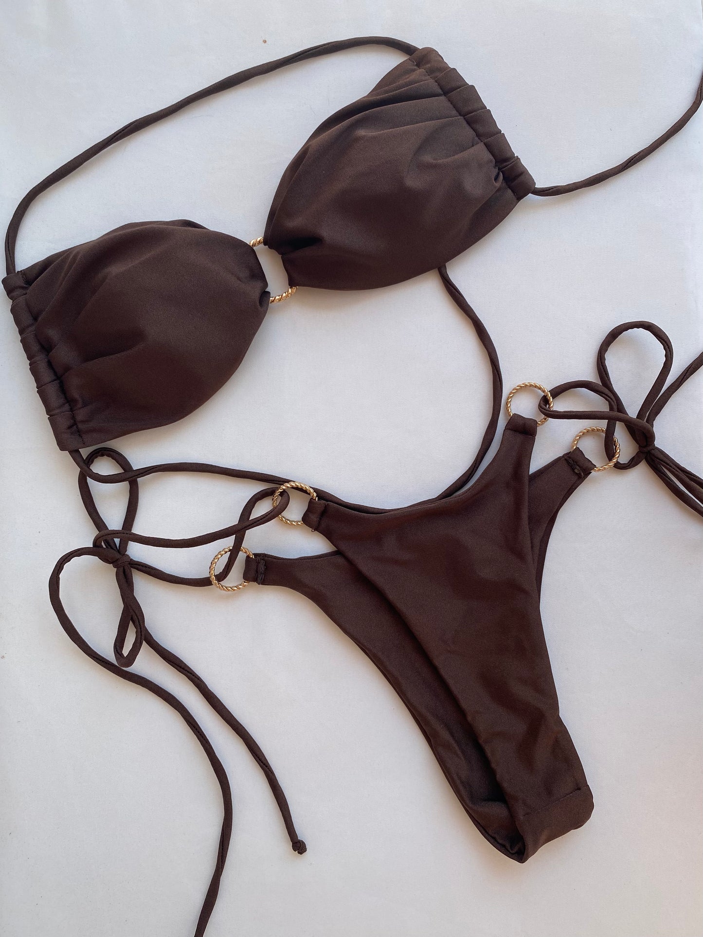 Solid Halter O-Ring Bikini Set