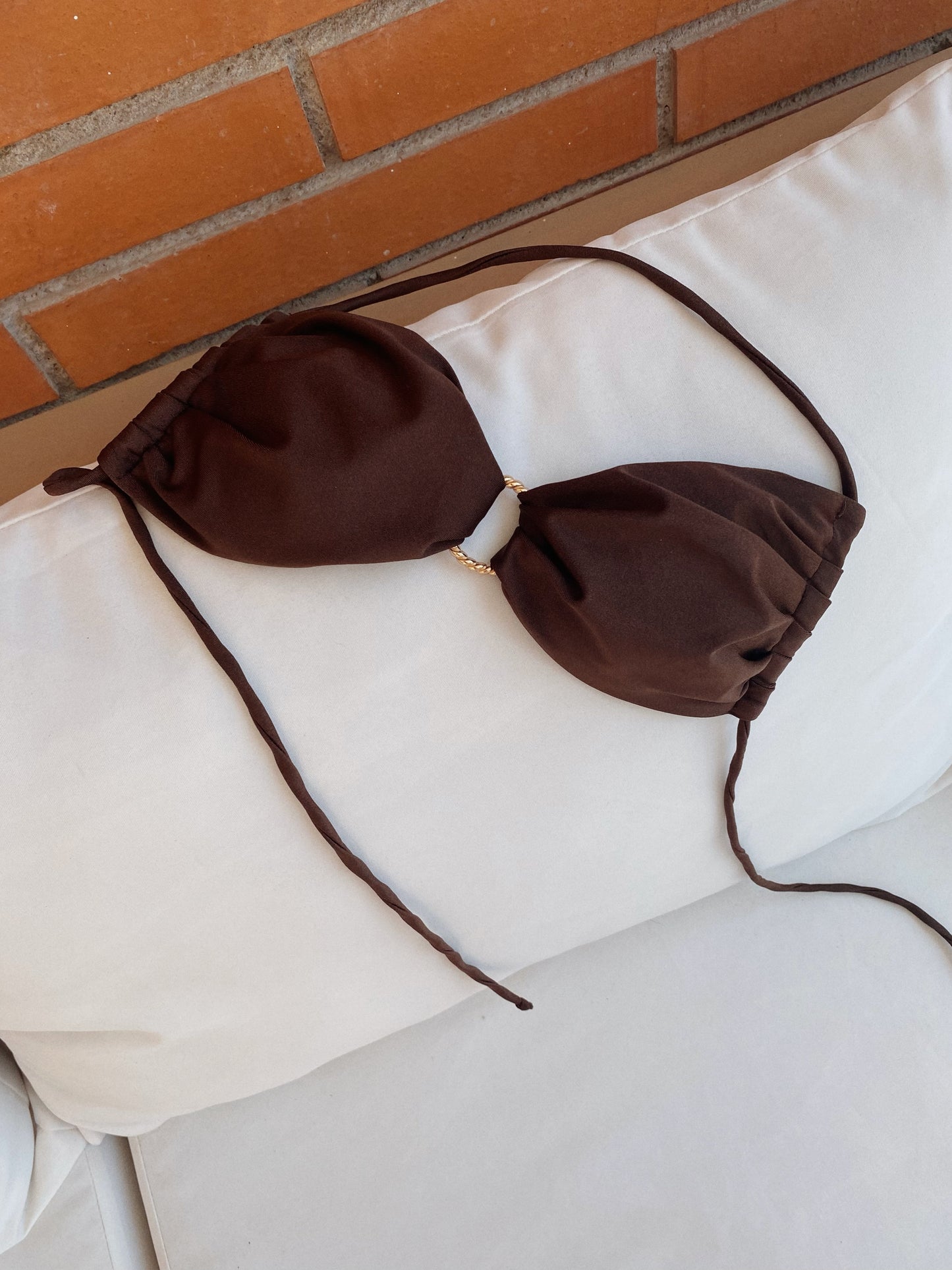 Solid Halter O-Ring Bikini Set