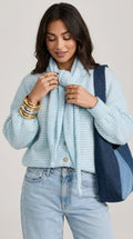 Jennifer Cardigan in Light Blue with Matching Scarf - Striped Knit