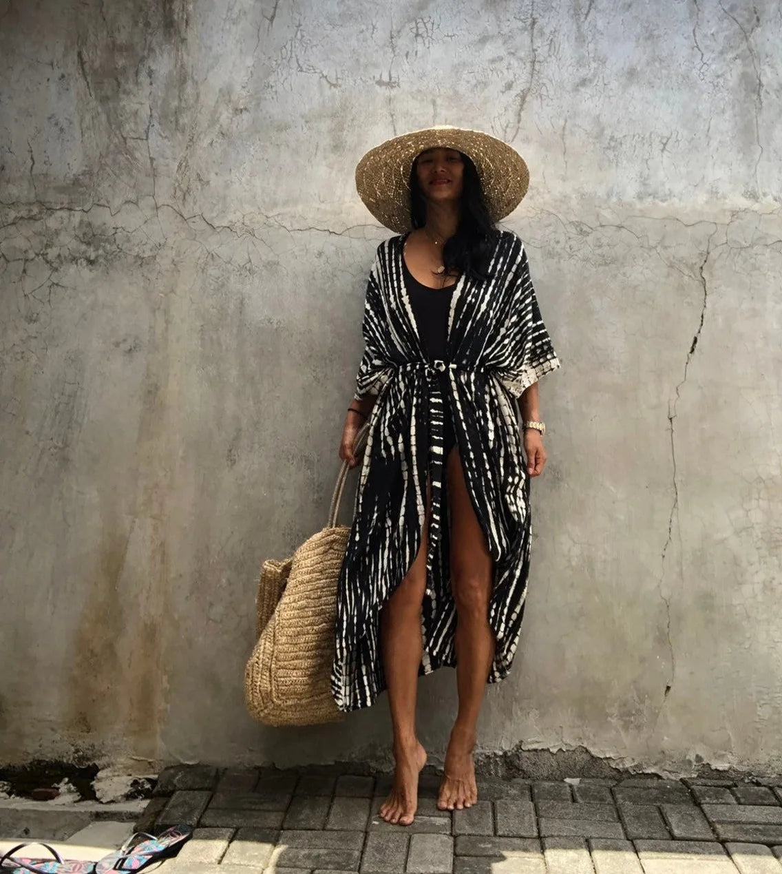 Monochrome Beach Kimono