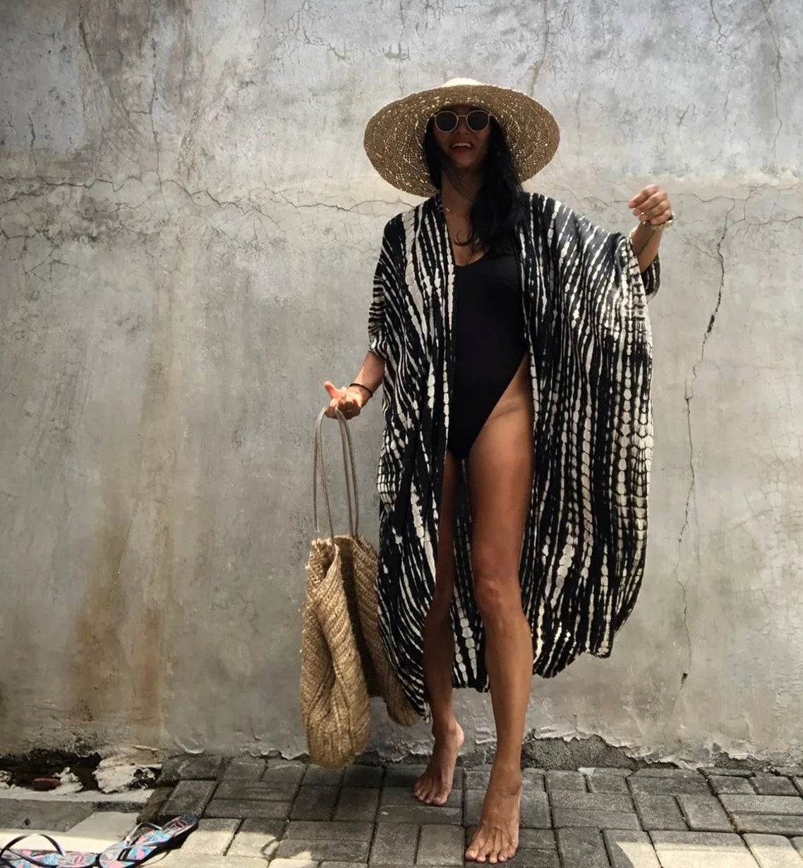 Monochrome Beach Kimono