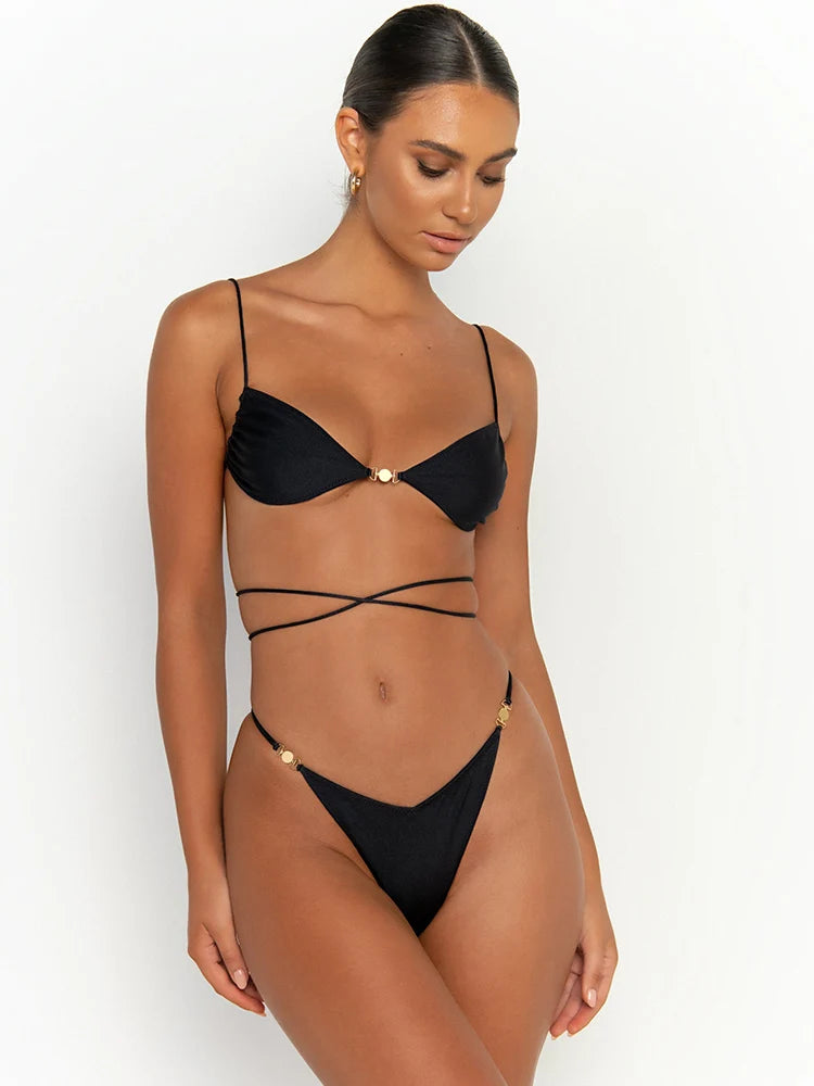 Solid Mini Coin Bikini Set