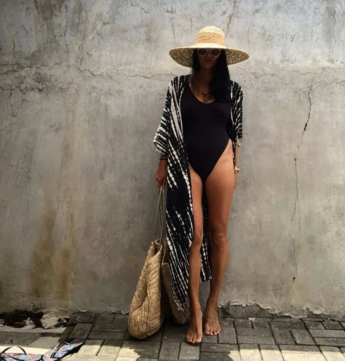 Monochrome Beach Kimono