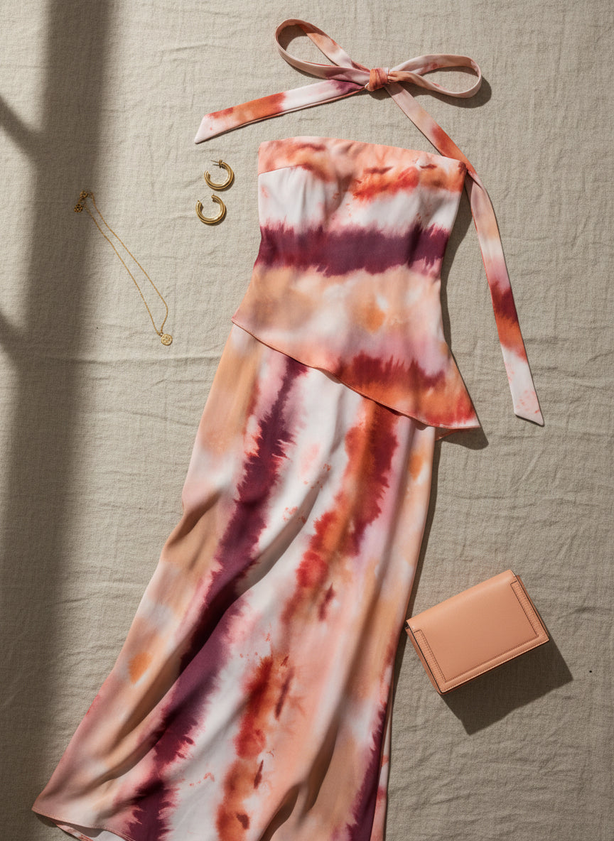 Aitana Abstract Print Bandeau Dress