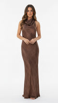 Dakar Draped Maxi Dress – Chocolate Brown